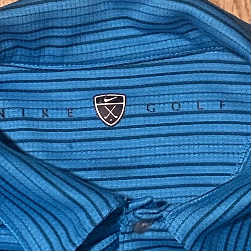 Nike Golf Men’s Stripe Polo Shirt Blue XL Short Sleeve - Picture 3 of 10